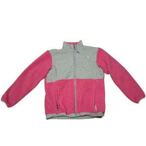 North Face Denali pink gray Polartec Fleece Jacket Girls Large Outside Play Gorp